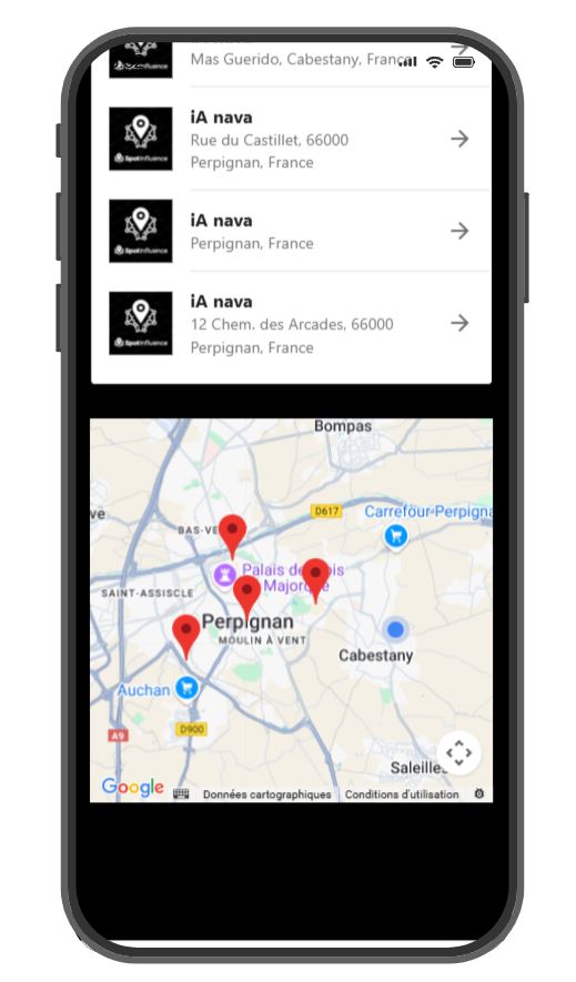 Mockup de l’application SpotInfluence