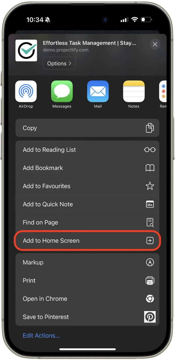 iOS : Ajouter à l’écran d’accueil