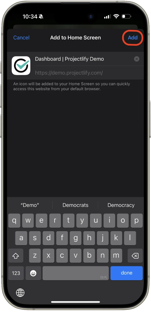 iOS : bouton Ajouter
