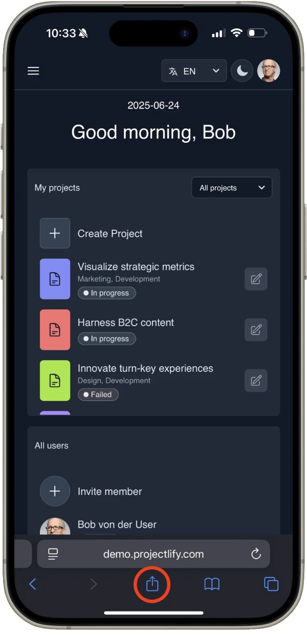 iOS : bouton Partager