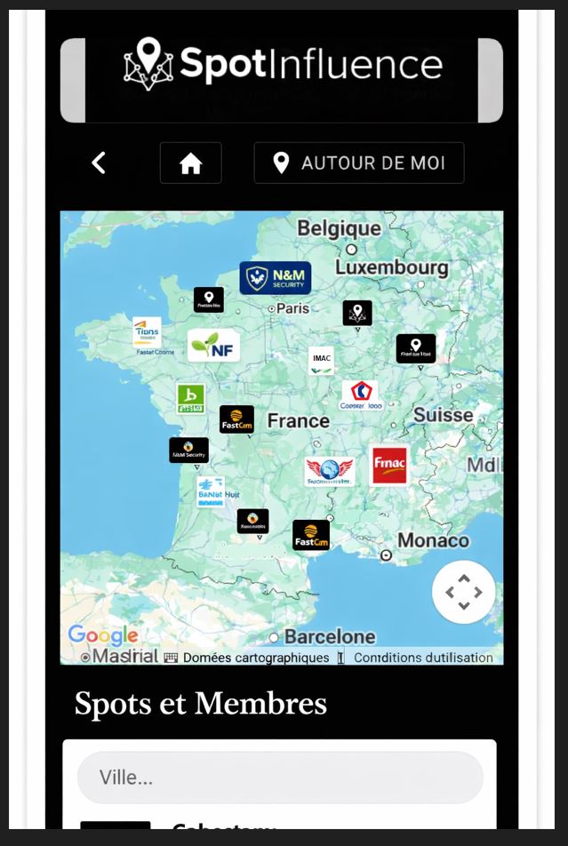 Mockup de l’application SpotInfluence